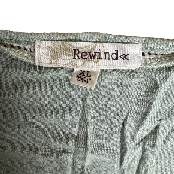 Rewind Womens Sage Green Short Sleeve Top With Lace Detail Size XL - Picture 3 of 6